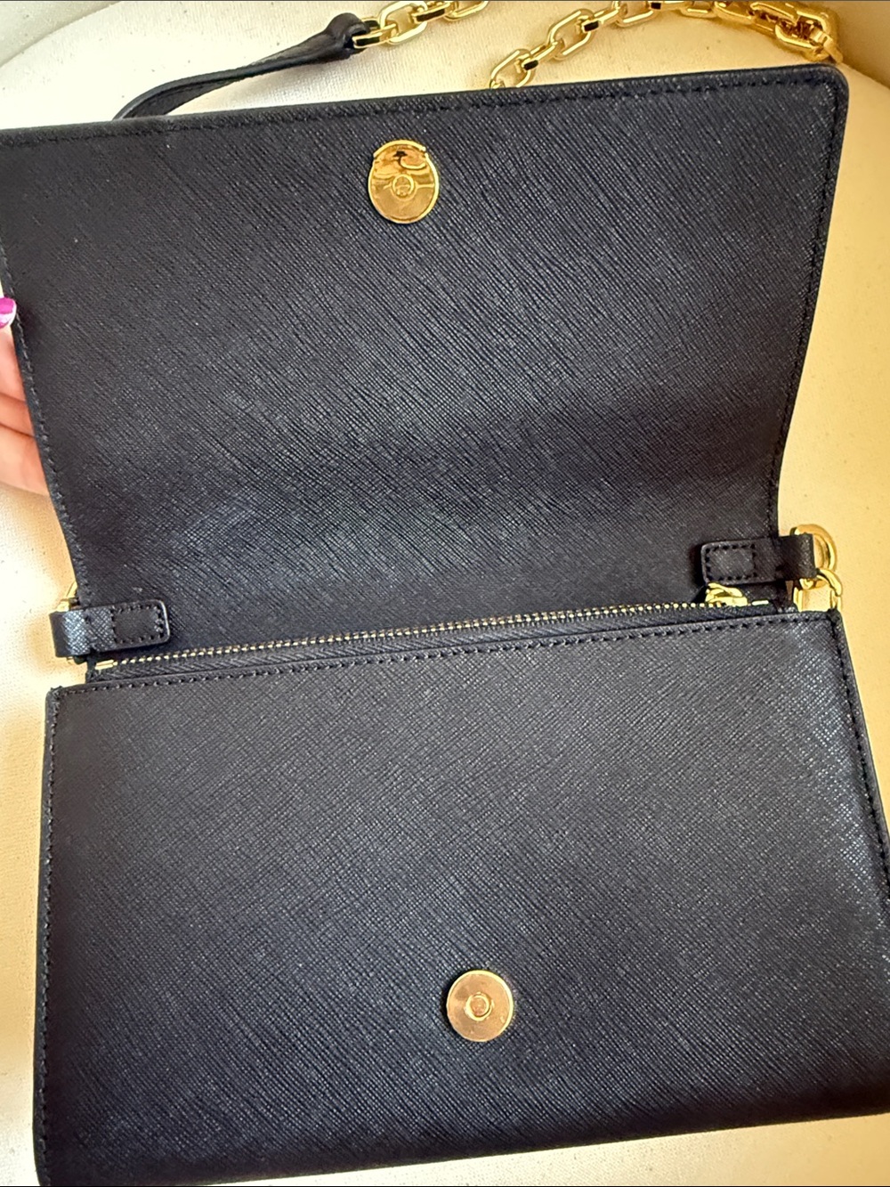 Tory Burch Black Leather Crossbody with Gold Chain - Picture 3 of 4
